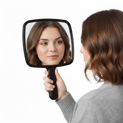 Large handheld mirror with - mirror,