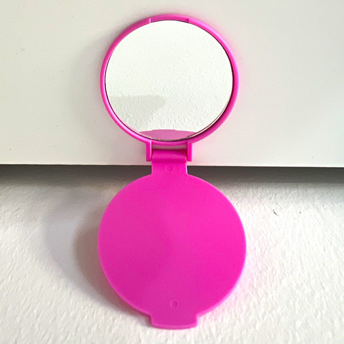Pink round folding compact - pink,