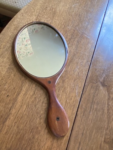 Antique wooden hand mirror - antique,