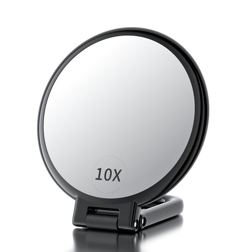 Hand mirror with handle - with,