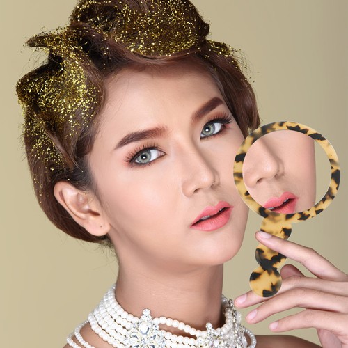 Compact makeup hand mirror - compact,