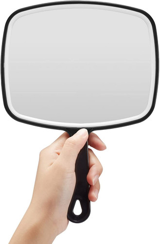 Hand mirror black handheld - hand, mirror,