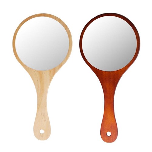 Portable hand mirror with - hand,