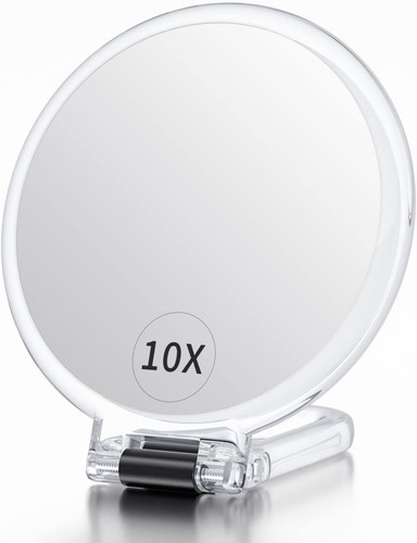 Hand mirror with handle - with,