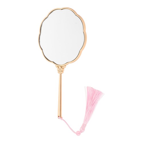 Hand mirror with - mirror, golden