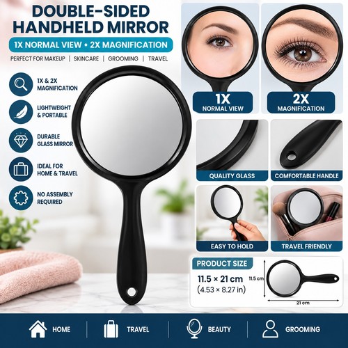 Handheld mirror with - handheld, handle